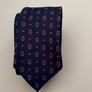 TALLIA 100% Silk Tie Navy Orange